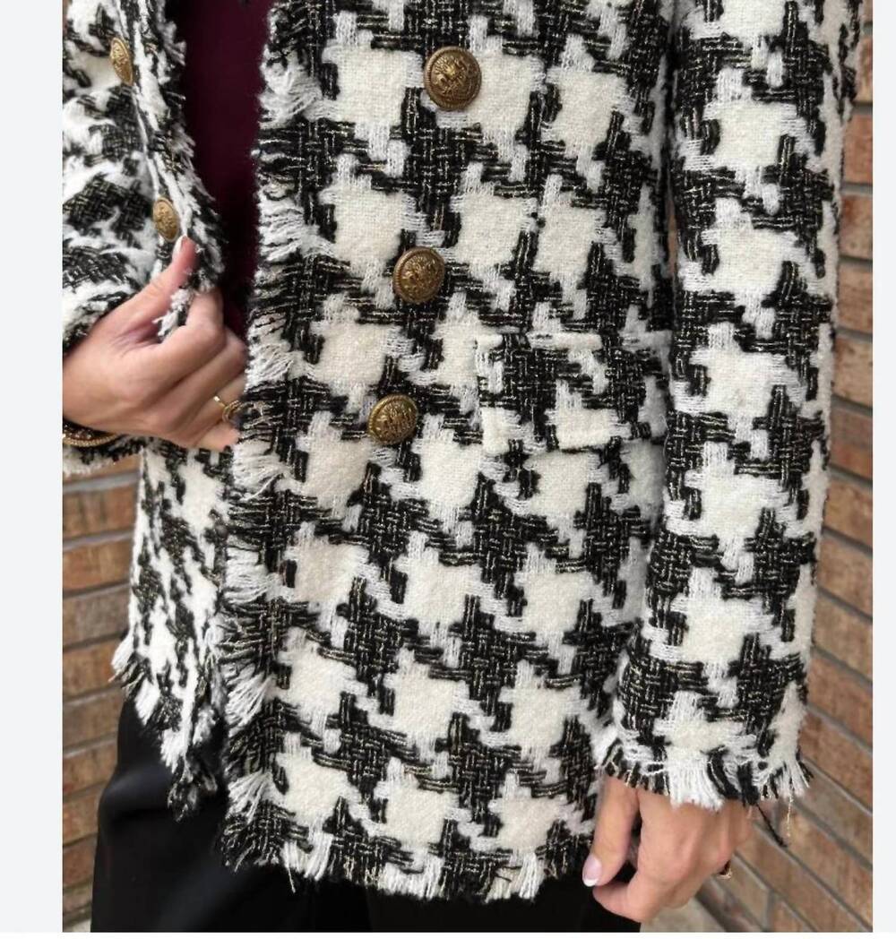 NEW BOHO CHIC blazer jacket in white and black
